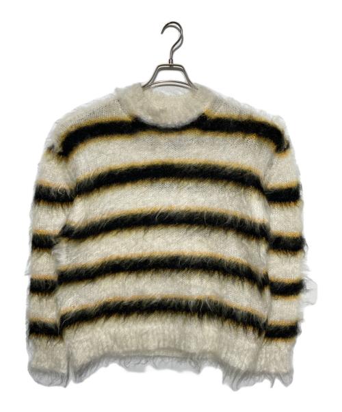 MARNI（マルニ）MARNI (マルニ) ブラッシュドモヘアボーダーニット ホワイト サイズ:44の古着・服飾アイテム