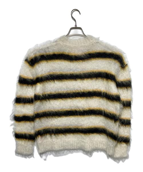MARNI（マルニ）MARNI (マルニ) ブラッシュドモヘアボーダーニット ホワイト サイズ:44の古着・服飾アイテム