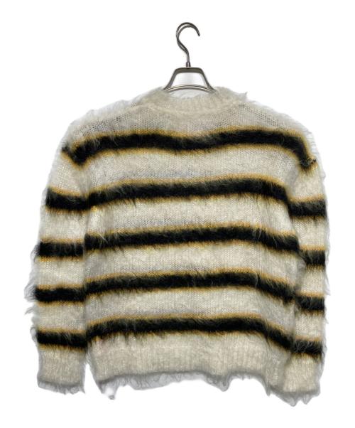 MARNI（マルニ）MARNI (マルニ) ブラッシュドモヘアボーダーニット ホワイト サイズ:44の古着・服飾アイテム