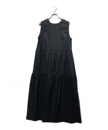 12closet（トゥエルブクローゼット）の古着「シャンブレーフレンチスリーブワンピース」｜ブラック