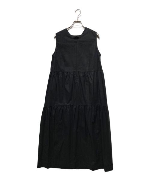12closet（トゥエルブクローゼット）12closet (トゥエルブクローゼット) シャンブレーフレンチスリーブワンピース ブラック サイズ:レギュラー丈の古着・服飾アイテム