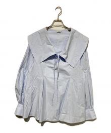 CLANE（クラネ）の古着「BIG COLLAR DRAWSTRING BLOUSE」｜ブルー