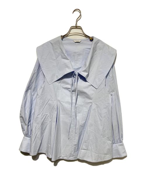CLANE（クラネ）CLANE (クラネ) BIG COLLAR DRAWSTRING BLOUSE ブルー サイズ:1の古着・服飾アイテム