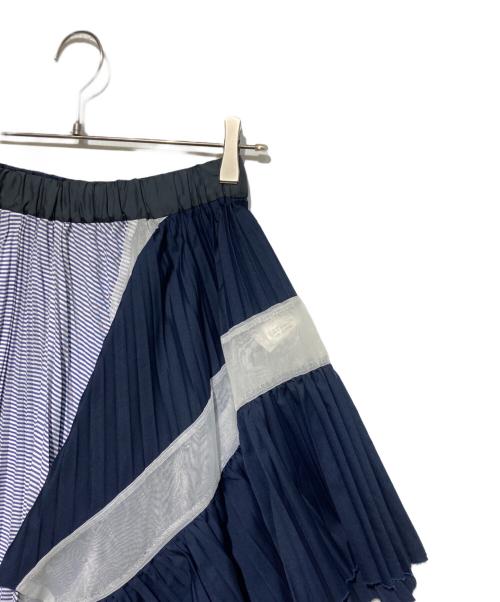 sacai（サカイ）sacai (サカイ) 17SS アシンメトリードレーププリーツスカート ネイビー サイズ:1の古着・服飾アイテム