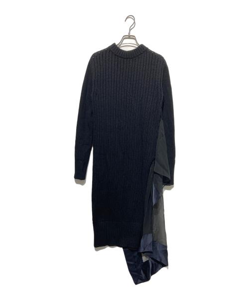 sacai（サカイ）sacai (サカイ) シフォン ドッキングニット ワンピース ブラック サイズ:2の古着・服飾アイテム