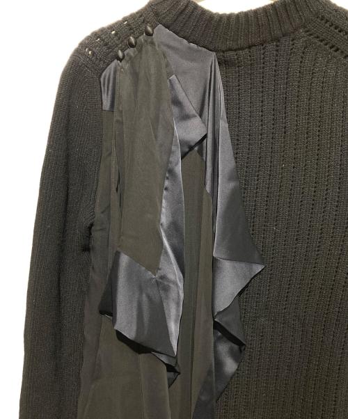 sacai（サカイ）sacai (サカイ) シフォン ドッキングニット ワンピース ブラック サイズ:2の古着・服飾アイテム