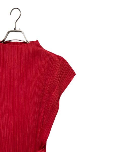 PLEATS PLEASE（プリーツプリーズ）PLEATS PLEASE (プリーツプリーズ) プリーツワンピース レッド サイズ:5の古着・服飾アイテム