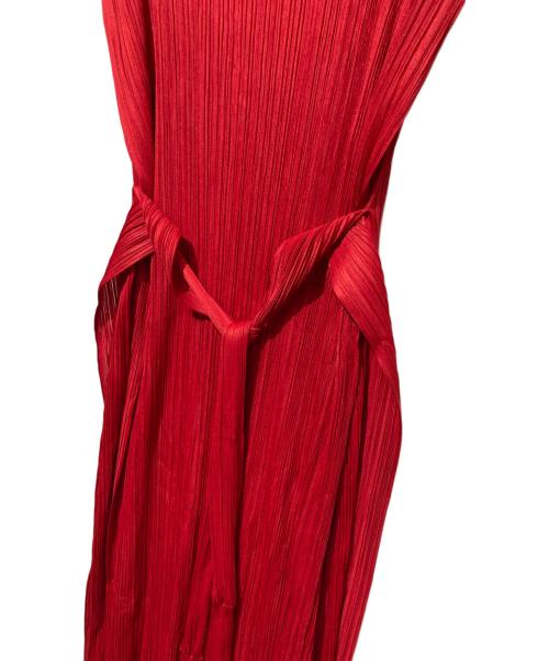 PLEATS PLEASE（プリーツプリーズ）PLEATS PLEASE (プリーツプリーズ) プリーツワンピース レッド サイズ:5の古着・服飾アイテム