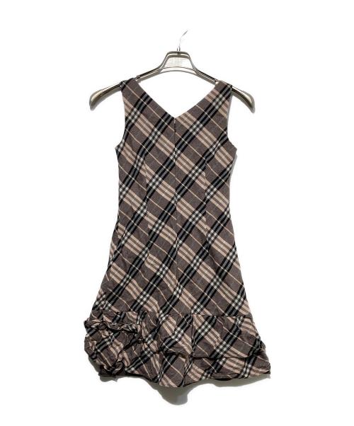 BURBERRY BLUE LABEL（バーバリー ブルー レーベル）BURBERRY BLUE LABEL (バーバリー ブルー レーベル) 裾フリルチェックワンピース ピンク サイズ:38の古着・服飾アイテム