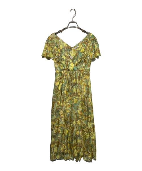 HERALBONY（ヘラルボニー）HERALBONY (ヘラルボニー) カシュクールワンピース「ミモザ」 イエロー サイズ:Fの古着・服飾アイテム