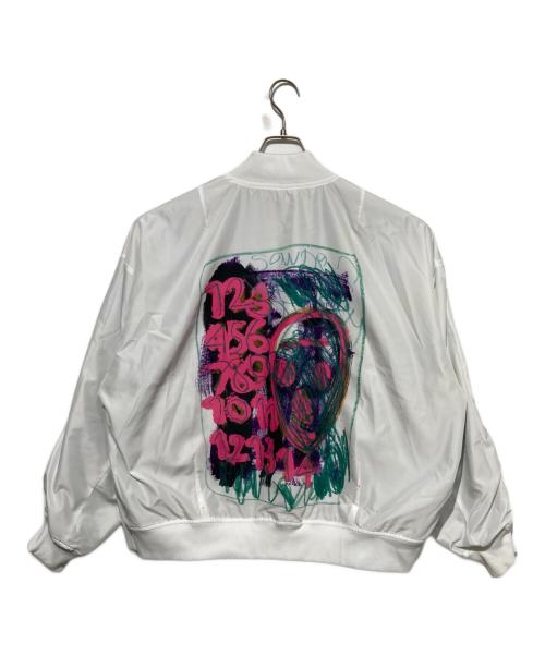 HERALBONY（ヘラルボニー）HERALBONY (ヘラルボニー) リバーシブルブルゾン「タイトル不明」 ホワイト×オリーブ サイズ:Lの古着・服飾アイテム