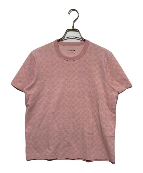 COACH（コーチ）COACH (コーチ) オール オーバー シグネチャー Tシャツ ピンク サイズ:XSの古着・服飾アイテム
