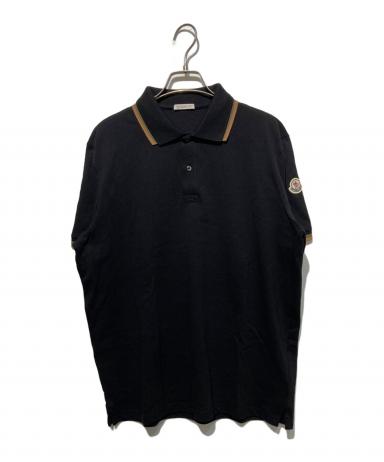 MONCLER ポロシャツ ブラック ゴールド刺繍 中古・古着通販】MONCLER (モンクレール) SS POLO ポロシャツ ブラック