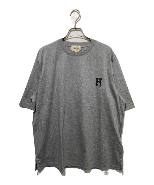 HERMES（エルメス）HERMES (エルメス) Tシャツ ミニレザーパッチ  アッシュヴァル グレー サイズ:Mの古着・服飾アイテム