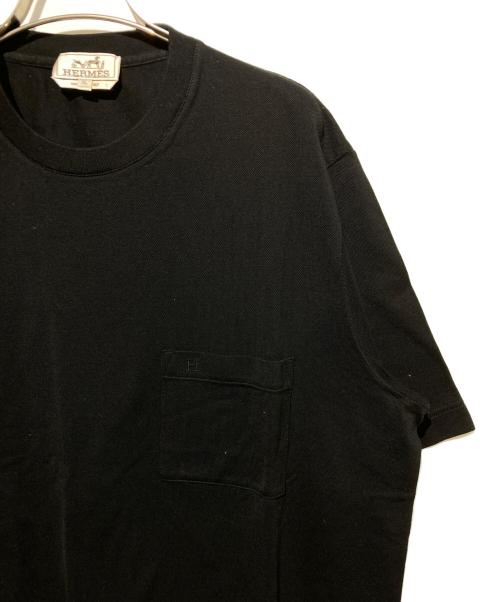 HERMES（エルメス）HERMES (エルメス) Hロゴ刺繍ポケットTシャツ ブラック サイズ:XLの古着・服飾アイテム