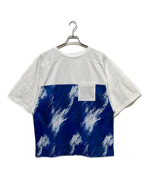 HERALBONY（ヘラルボニー）HERALBONY (ヘラルボニー) バルーンポケットT「魚の大群」 ブルー×ホワイト サイズ:Fの古着・服飾アイテム