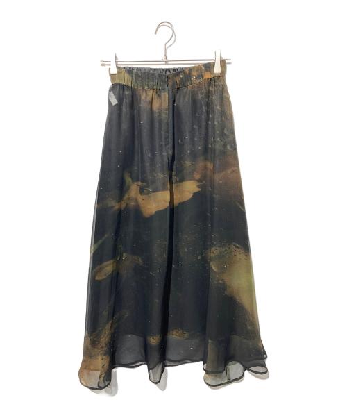 Ameri（アメリ）AMERI (アメリ) FROSTED GLASS FLOWER FLARE SKIRT オリーブ サイズ:Ｍの古着・服飾アイテム