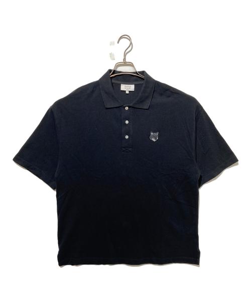 maison kitsune（メゾンキツネ）MAISON KITSUNE (メゾンキツネ) BOLD FOX HEAD PATCH OVERSIZE POLO ブラック サイズ:Ｍの古着・服飾アイテム