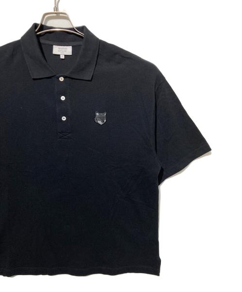 maison kitsune（メゾンキツネ）MAISON KITSUNE (メゾンキツネ) BOLD FOX HEAD PATCH OVERSIZE POLO ブラック サイズ:Ｍの古着・服飾アイテム