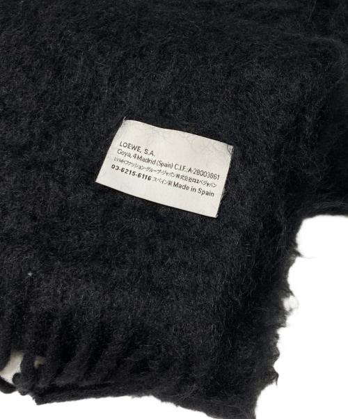 LOEWE（ロエベ）LOEWE (ロエベ) モヘアウールレザーパッチロゴマフラー ブラックの古着・服飾アイテム
