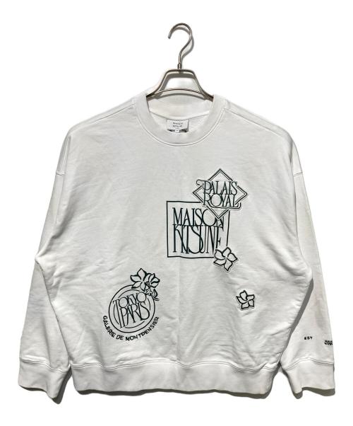 maison kitsune（メゾンキツネ）MAISON KITSUNE (メゾンキツネ) ART NOUVEAU STAMPS オーバーサイズ スウェットシャツ ホワイト サイズ:Ｍの古着・服飾アイテム