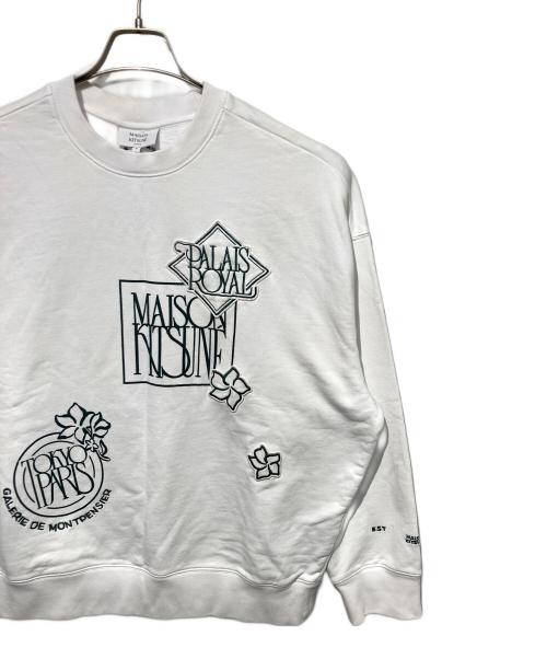 maison kitsune（メゾンキツネ）MAISON KITSUNE (メゾンキツネ) ART NOUVEAU STAMPS オーバーサイズ スウェットシャツ ホワイト サイズ:Ｍの古着・服飾アイテム