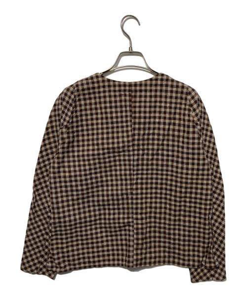 babaghuri（ババグーリ）babaghuri (ババグーリ) カーディチェックのレディスブラウス ブラウン サイズ:Mの古着・服飾アイテム