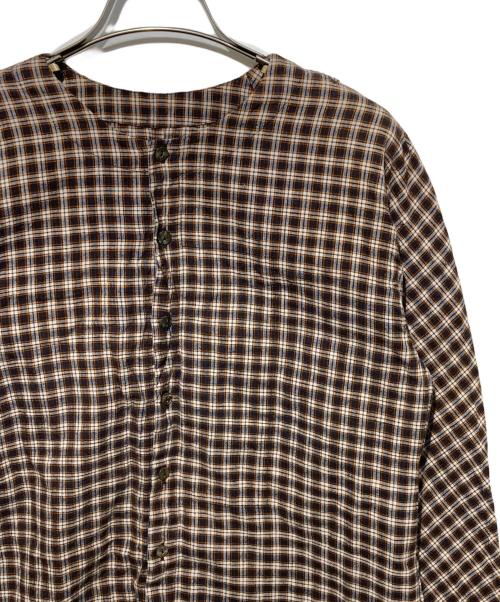 babaghuri（ババグーリ）babaghuri (ババグーリ) カーディチェックのレディスブラウス ブラウン サイズ:Mの古着・服飾アイテム