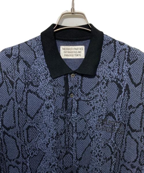 WACKO MARIA（ワコマリア）WACKO MARIA (ワコマリア) PYTHON KNIT POLO SHIRT ブルー サイズ:Ｍの古着・服飾アイテム