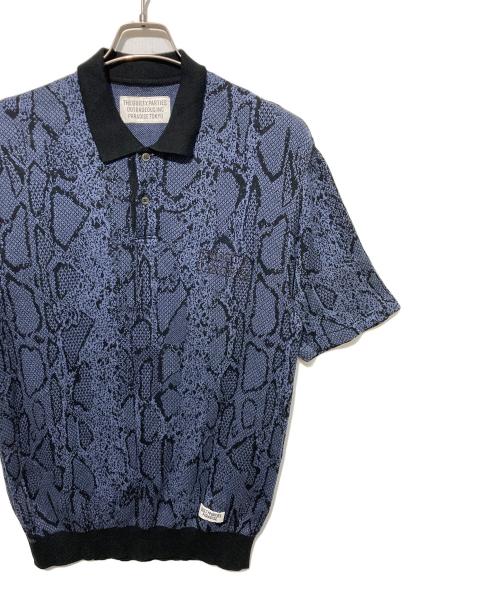 WACKO MARIA（ワコマリア）WACKO MARIA (ワコマリア) PYTHON KNIT POLO SHIRT ブルー サイズ:Ｍの古着・服飾アイテム