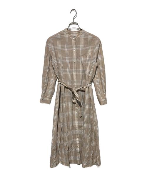 theory luxe（セオリーリュクス）theory luxe (セオリーリュクス) チェックシャツワンピース ベージュ サイズ:38の古着・服飾アイテム
