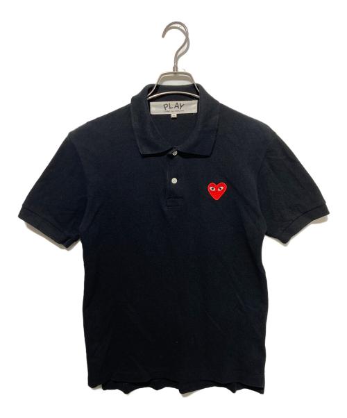 PLAY COMME des GARCONS（プレイコムデギャルソン）PLAY COMME des GARCONS (プレイコムデギャルソン) ハートワッペンポロシャツ ブラック サイズ:Ｓの古着・服飾アイテム