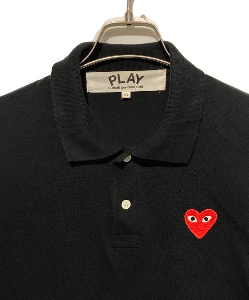PLAY COMME des GARCONS（プレイコムデギャルソン）PLAY COMME des GARCONS (プレイコムデギャルソン) ハートワッペンポロシャツ ブラック サイズ:Ｓの古着・服飾アイテム