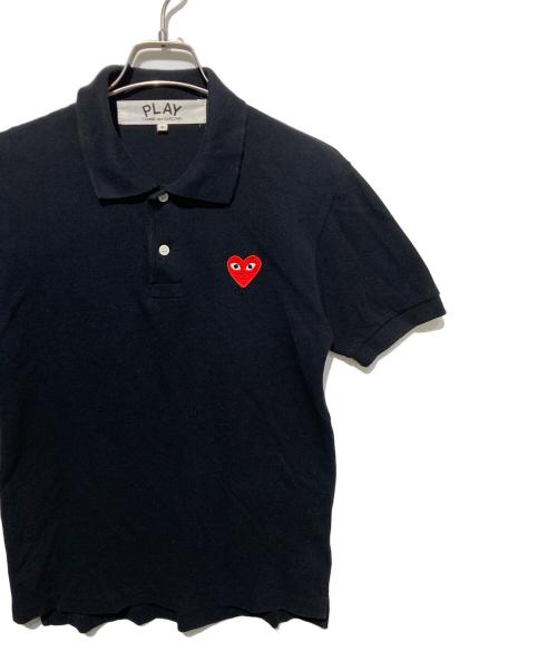 PLAY COMME des GARCONS（プレイコムデギャルソン）PLAY COMME des GARCONS (プレイコムデギャルソン) ハートワッペンポロシャツ ブラック サイズ:Ｓの古着・服飾アイテム
