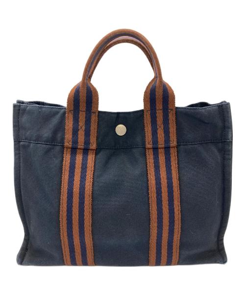 HERMES（エルメス）HERMES (エルメス) フールトゥPM ミニトートバッグ ネイビー×ブラウンの古着・服飾アイテム
