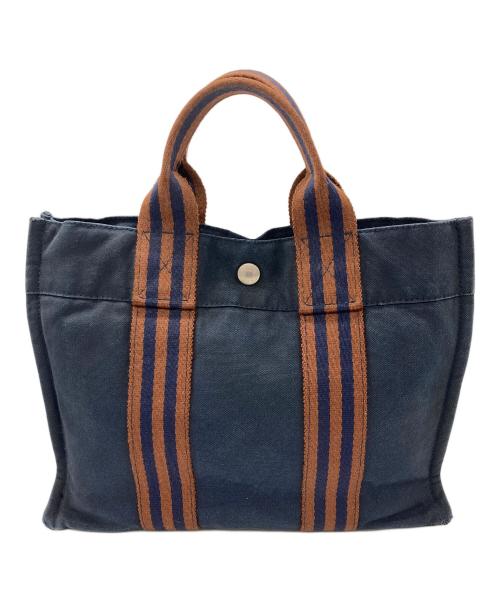 HERMES（エルメス）HERMES (エルメス) フールトゥPM ミニトートバッグ ネイビー×ブラウンの古着・服飾アイテム