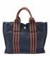 HERMES (エルメス) フールトゥPM ミニトートバッグ ネイビー×ブラウン：8000円