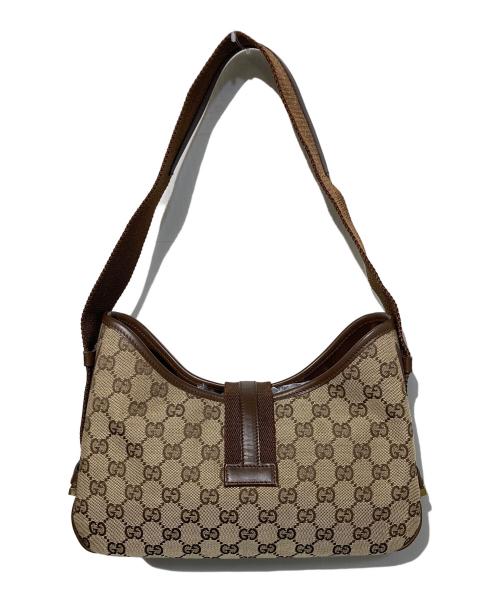 GUCCI（グッチ）GUCCI (グッチ) GGキャンバスワンショルダーバッグ ブラウン×ベージュの古着・服飾アイテム