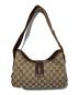 GUCCI (グッチ) GGキャンバスワンショルダーバッグ ブラウン×ベージュ：80000円