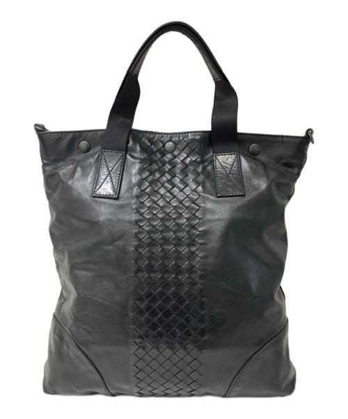 BOTTEGA VENETA（ボッテガベネタ）BOTTEGA VENETA (ボッテガベネタ) イントレチャート トートバッグ ブラックの古着・服飾アイテム