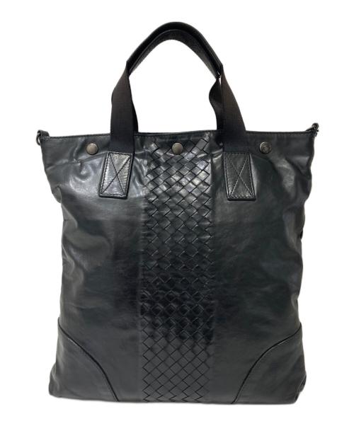 BOTTEGA VENETA（ボッテガベネタ）BOTTEGA VENETA (ボッテガベネタ) イントレチャート トートバッグ ブラックの古着・服飾アイテム