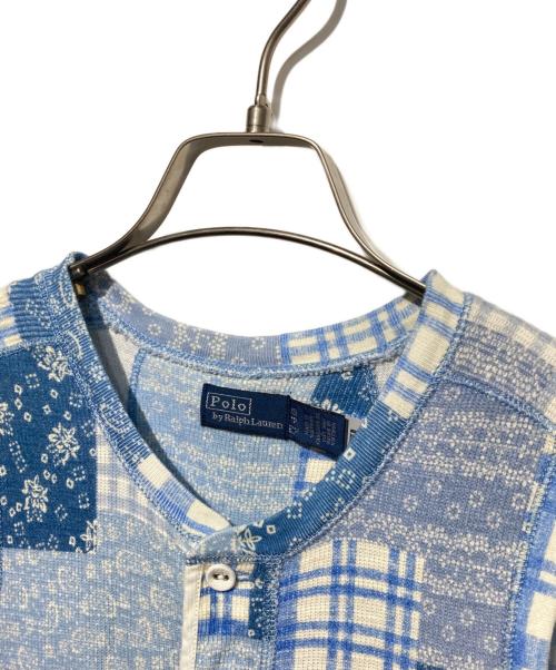 POLO RALPH LAUREN（ポロ・ラルフローレン）POLO RALPH LAUREN (ポロ・ラルフローレン) パッチワークノースリーブワンピース ブルー サイズ:XSの古着・服飾アイテム
