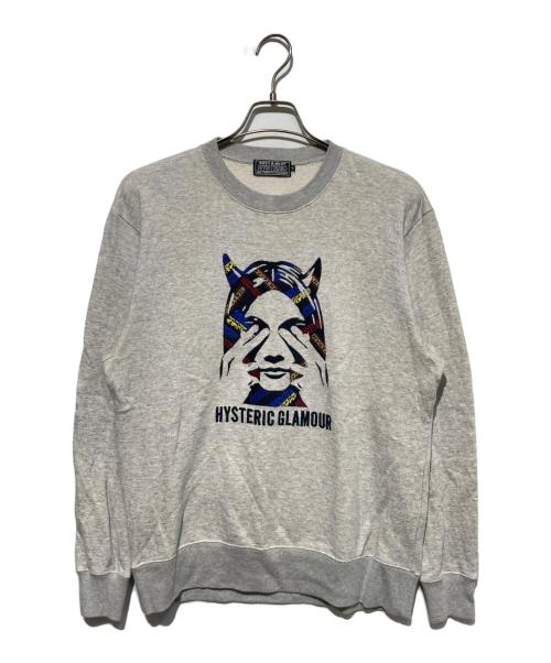 Hysteric Glamour（ヒステリックグラマー）Hysteric Glamour (ヒステリックグラマー) SEE NO EVIL刺繍 スウェット グレー サイズ:Mの古着・服飾アイテム