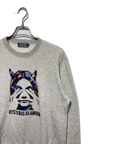Hysteric Glamour（ヒステリックグラマー）Hysteric Glamour (ヒステリックグラマー) SEE NO EVIL刺繍 スウェット グレー サイズ:Mの古着・服飾アイテム