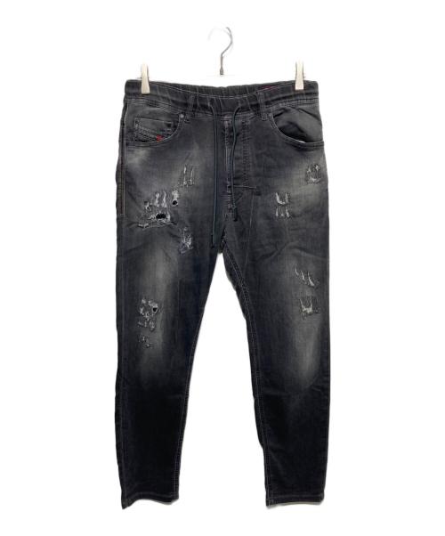 DIESEL（ディーゼル）DIESEL (ディーゼル) ダメージジョグデニム ブラック サイズ:W28の古着・服飾アイテム
