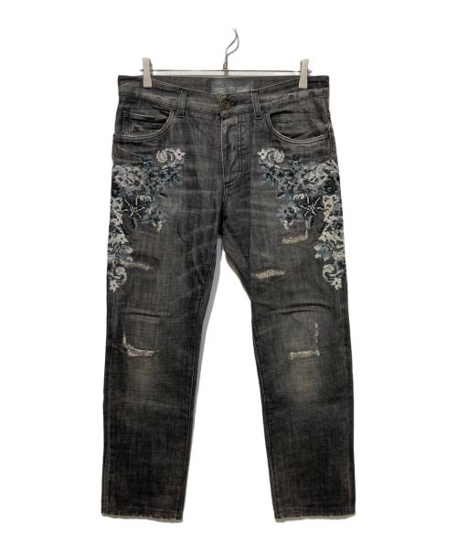 DOLCE & GABBANA（ドルチェ＆ガッバーナ）DOLCE & GABBANA (ドルチェ＆ガッバーナ) 刺繍デニムパンツ ブラック サイズ:46の古着・服飾アイテム