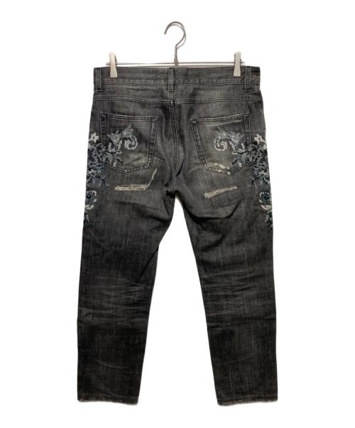 DOLCE & GABBANA（ドルチェ＆ガッバーナ）DOLCE & GABBANA (ドルチェ＆ガッバーナ) 刺繍デニムパンツ ブラック サイズ:46の古着・服飾アイテム