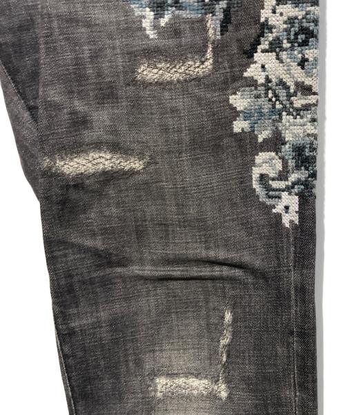 DOLCE & GABBANA（ドルチェ＆ガッバーナ）DOLCE & GABBANA (ドルチェ＆ガッバーナ) 刺繍デニムパンツ ブラック サイズ:46の古着・服飾アイテム