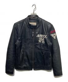 AVIREX（アヴィレックス）の古着「シングルレザーライダースジャケット」｜ブラック