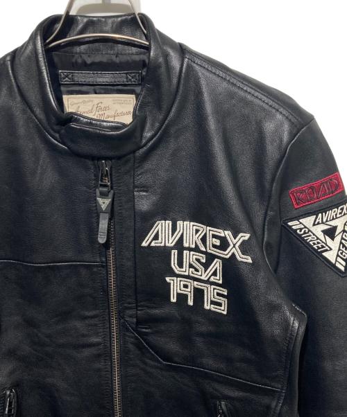 AVIREX（アヴィレックス）AVIREX (アヴィレックス) シングルレザーライダースジャケット ブラック サイズ:Ｌの古着・服飾アイテム